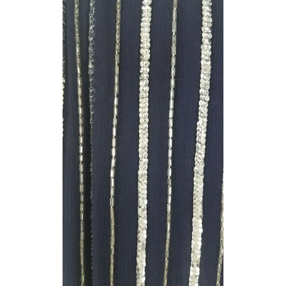 Vintage Judith Ann Creations Sz. S Sequin & Silk 3 Piece Navy & Silver Skirt Set - Picture 10 of 10